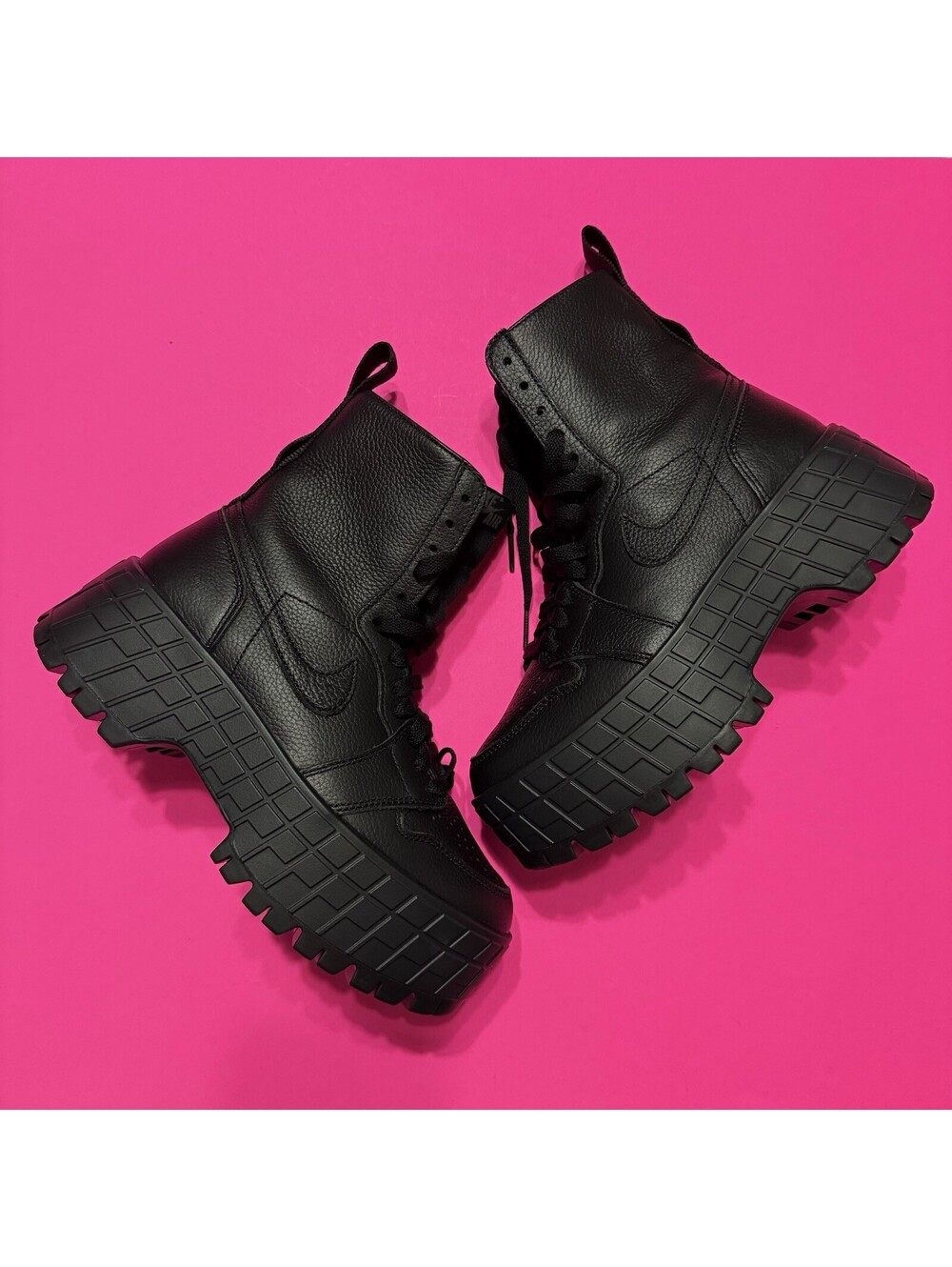 Nike Air Jordan 1 High Brooklyn Triple Black Boots NBY FJ5737-001 Women New